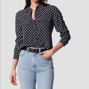 Equipment Femme Womens black white button down blouse